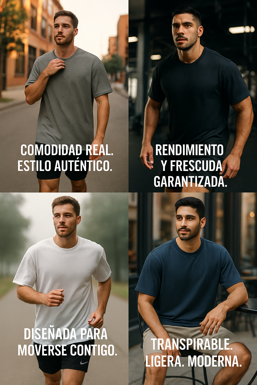 CAMISETAS OVERSIZE 40% ALGODÓN + 40% DE POLIESTER Y 20% SPANDEX  PARA HOMBRE 4 CAMISETAS X $ 114900