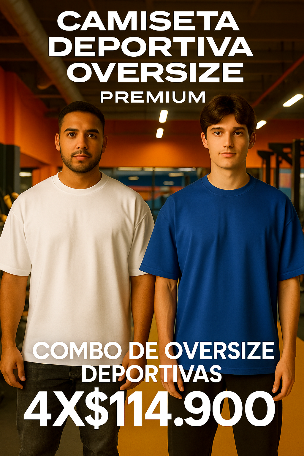 CAMISETAS OVERSIZE 40% ALGODÓN + 40% DE POLIESTER Y 20% SPANDEX  PARA HOMBRE 4 CAMISETAS X $ 114900